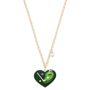 ⛳️▪️Betsey Johnson ▪️Plated Golf Heart Johnson Heart Pendant 17in Necklace